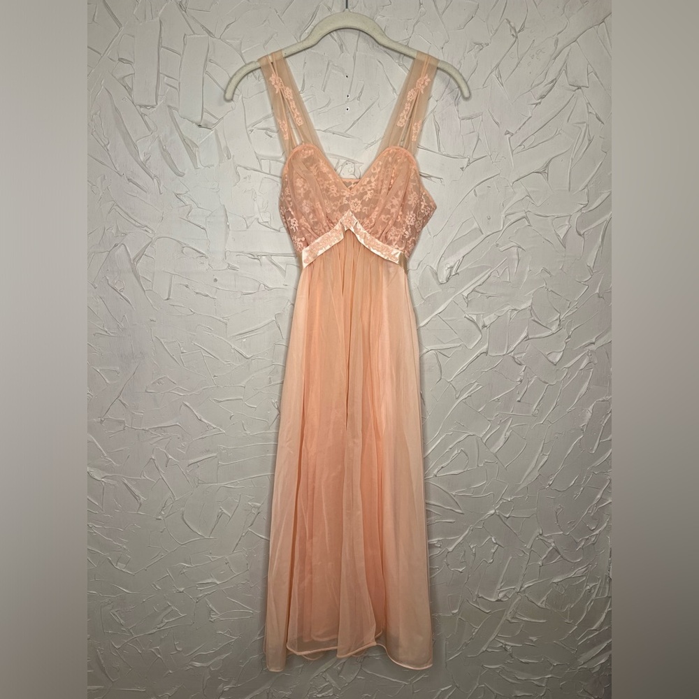 Vintage Peach Slip Nightgown Lingerie Extra Small XS